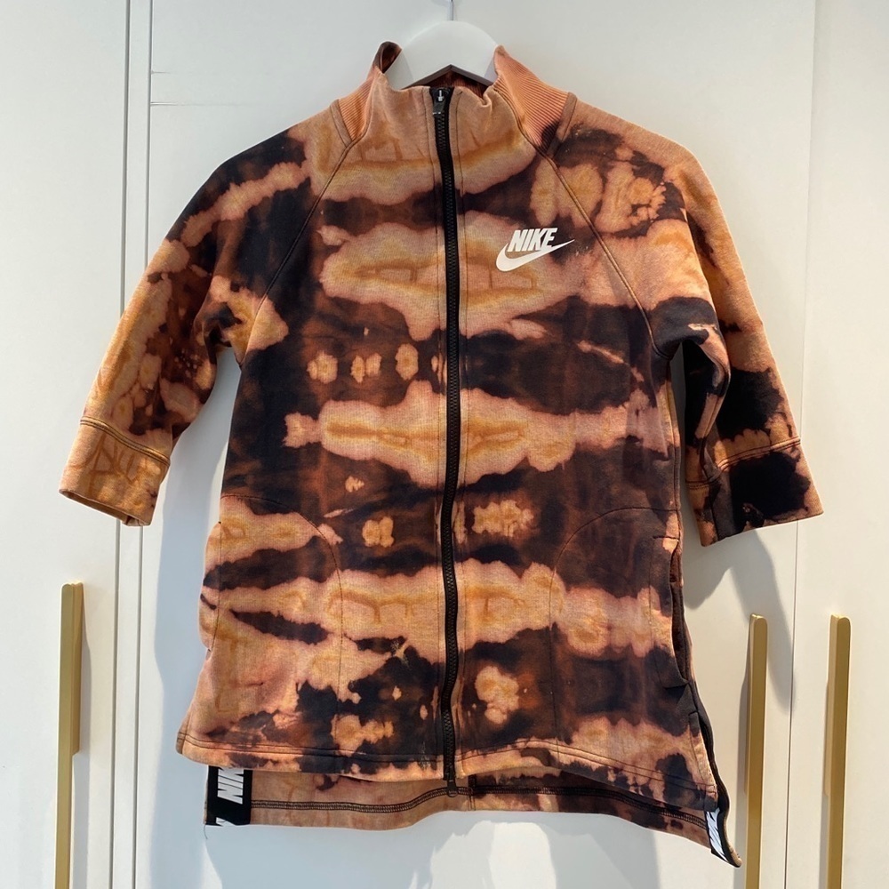 Nike Orange and Black Tie-Dye Zip-Up Hoodie